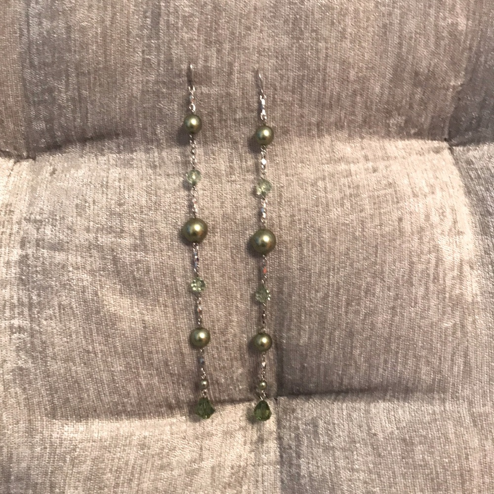 Nordstrom Green Long Earrings - over 5” long